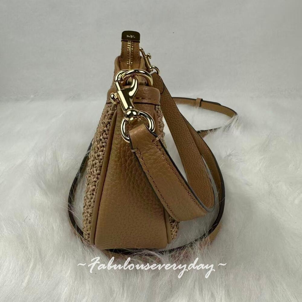 Coach Teri Mini Crossbody Bag Shoulder Bag Straw/Gold/Toast CDW66 NWT - Picture 2 of 8
